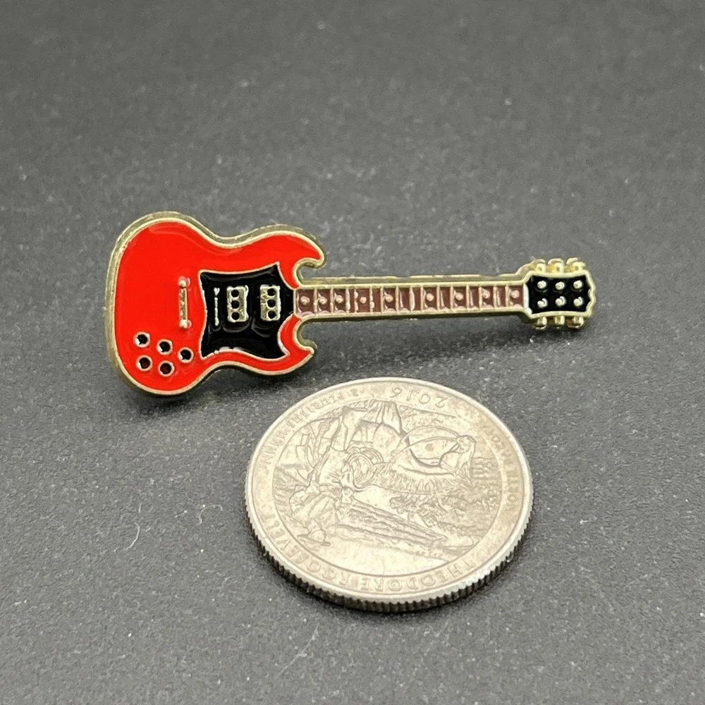 Red‎ Electric Guitar Music Instrument Lapel Hat Pin